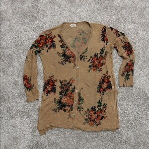 Floral Tan Sheer Cardigan